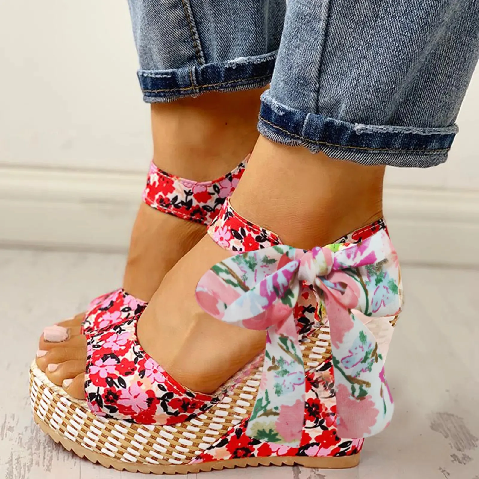 Martina - Floral Wedge Summer Sandal