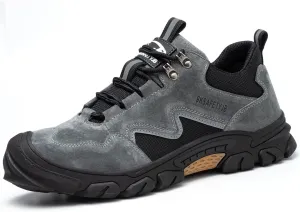Men's Brown Steel Toe Work & Hiking Shoes, Industrial & Construction, Lightweight, Comfortable, Safety Toe, Slip On, US Men's Size