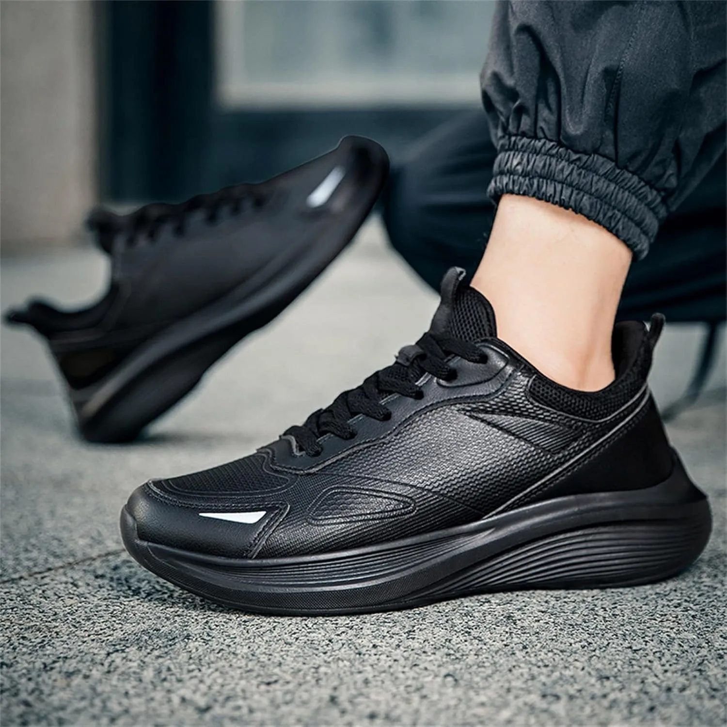 Men's Slip On Walking Shoes Lace Up Low Top Casual Sneakers for Gym Tennis Workout Comfortable Lightweight Breathable Running Sneaker