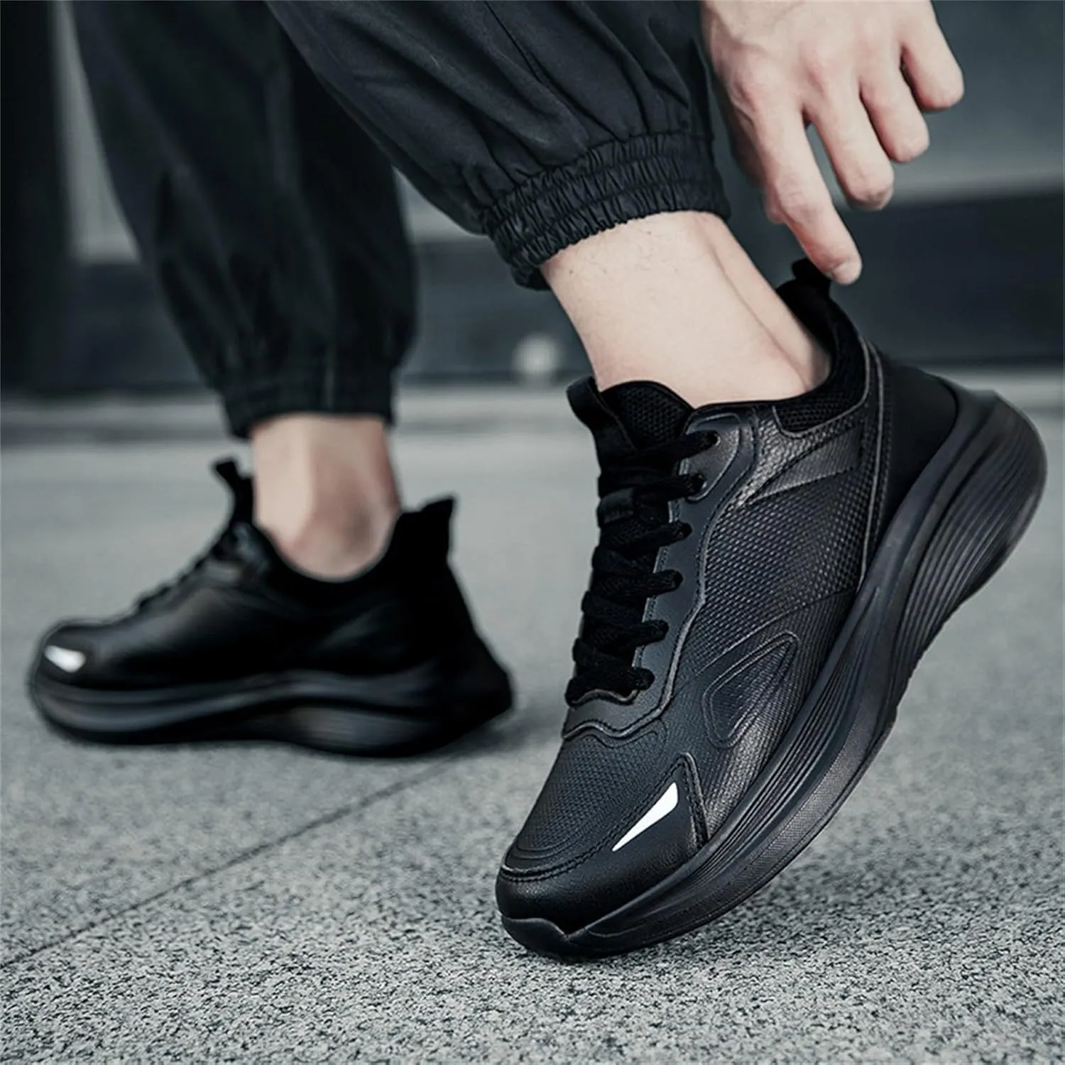 Men's Slip On Walking Shoes Lace Up Low Top Casual Sneakers for Gym Tennis Workout Comfortable Lightweight Breathable Running Sneaker