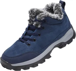 Mens Work Boots Slip On Hiking Sneakers Warm Fur Lined Women Workout Shoes Waterproof Winter Outdoor Botas Waterproof Non Slip Hike Grounded Footwear
