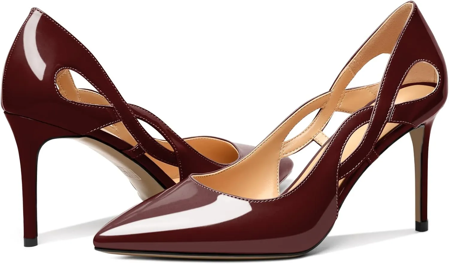 Mettesally Womens High Heel Pumps Pointed Closed Toe Heeled Shoes Stiletto High Heels Slip On Cross Strap Dress Party Shoes