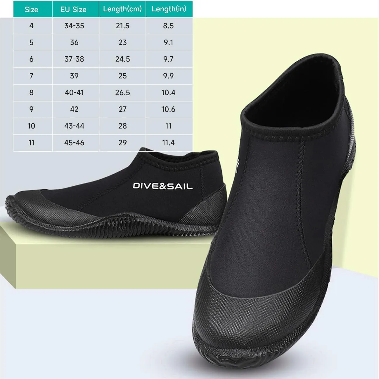 Neoprene Wetsuit Boots Diving Boots with Anti-Slip Rubber Sole for Men & Women 3mm Scuba Booties for Beach Boat Surf Lake Kayak Water Sports