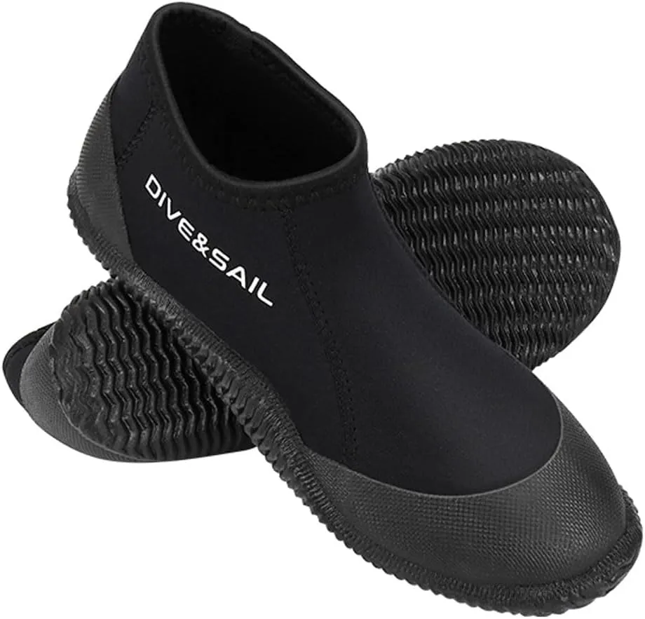 Neoprene Wetsuit Boots Diving Boots with Anti-Slip Rubber Sole for Men & Women 3mm Scuba Booties for Beach Boat Surf Lake Kayak Water Sports