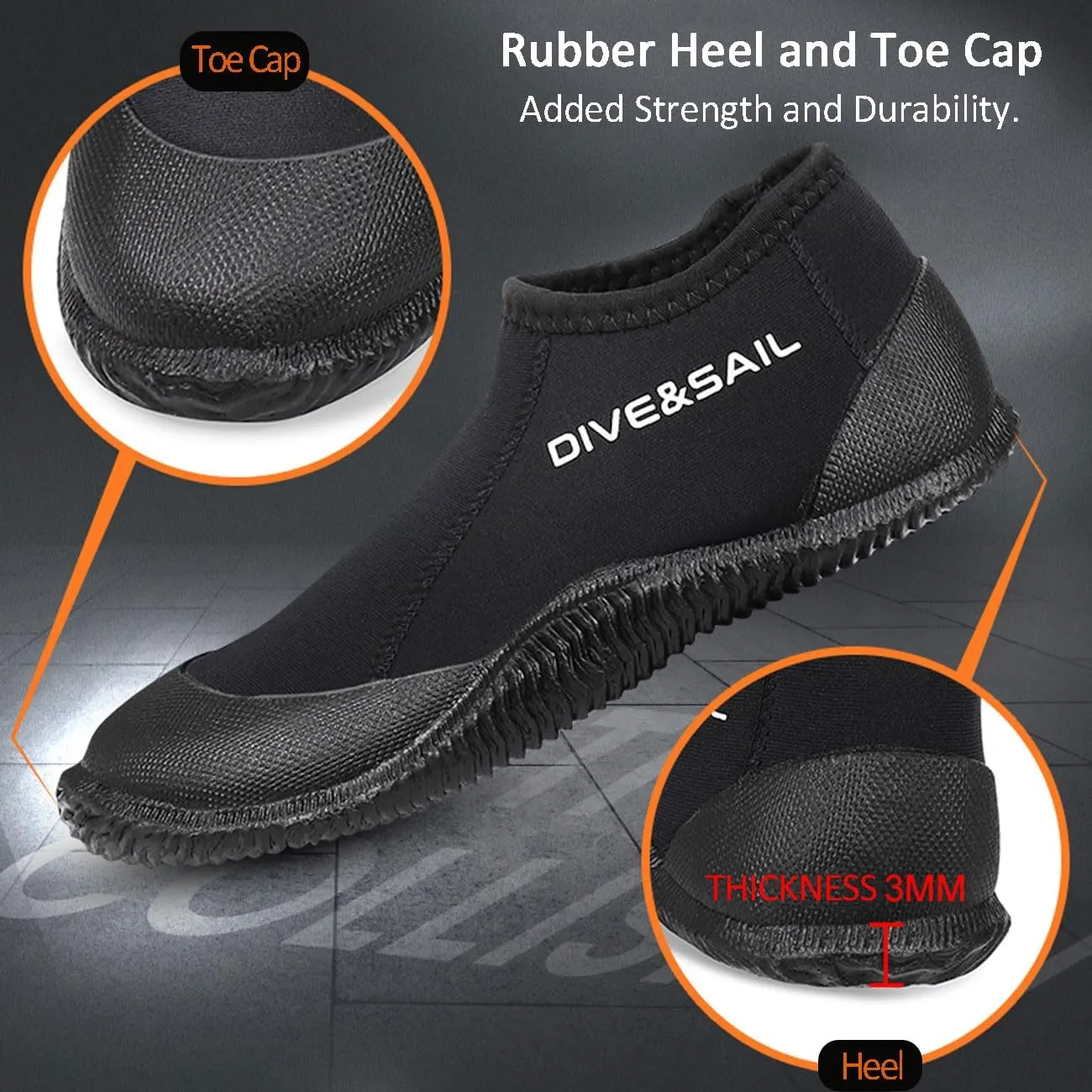 Neoprene Wetsuit Boots Diving Boots with Anti-Slip Rubber Sole for Men & Women 3mm Scuba Booties for Beach Boat Surf Lake Kayak Water Sports