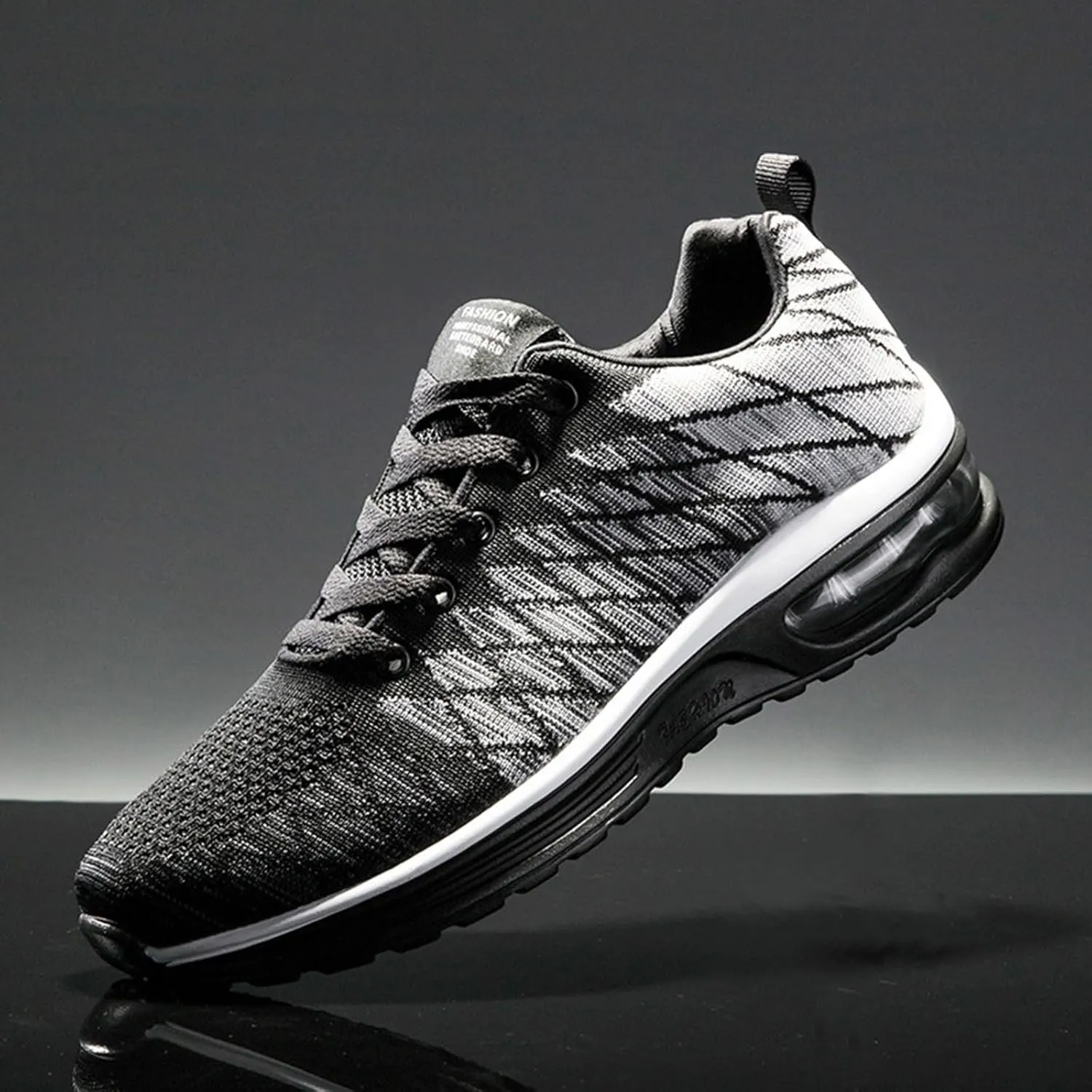 Non Slip Work Sport Shoes for Men Lightweight Air Cushion Sole Sneaker Elastic Fly Woven Mesh Jogging Sneaker