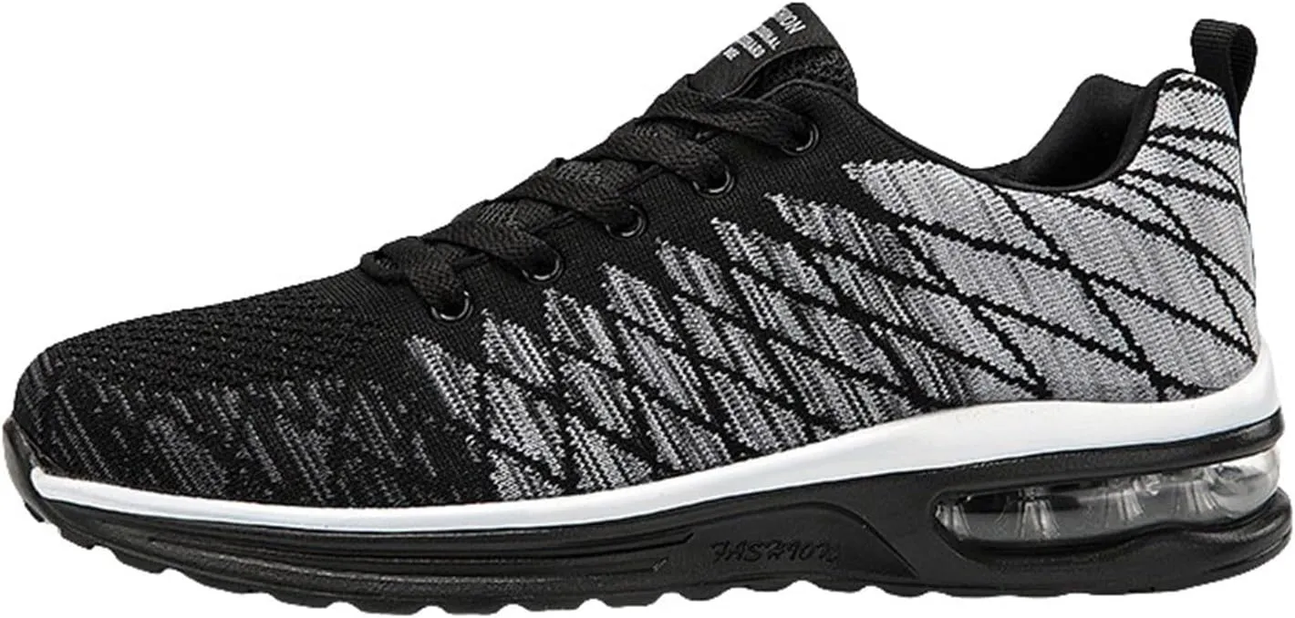 Non Slip Work Sport Shoes for Men Lightweight Air Cushion Sole Sneaker Elastic Fly Woven Mesh Jogging Sneaker