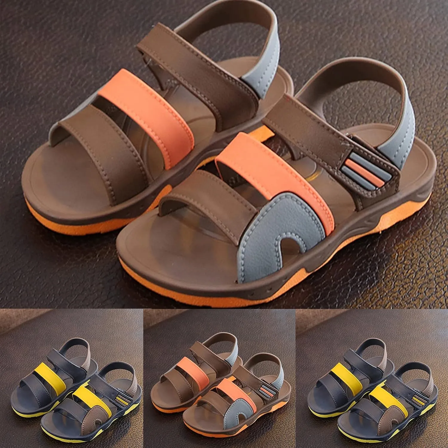 Open Toe Sandals for Boys Girls, Kids Unisex Summer Outdoor Athletic Sport Sandals, Non-Slip Casual Walking Footwear