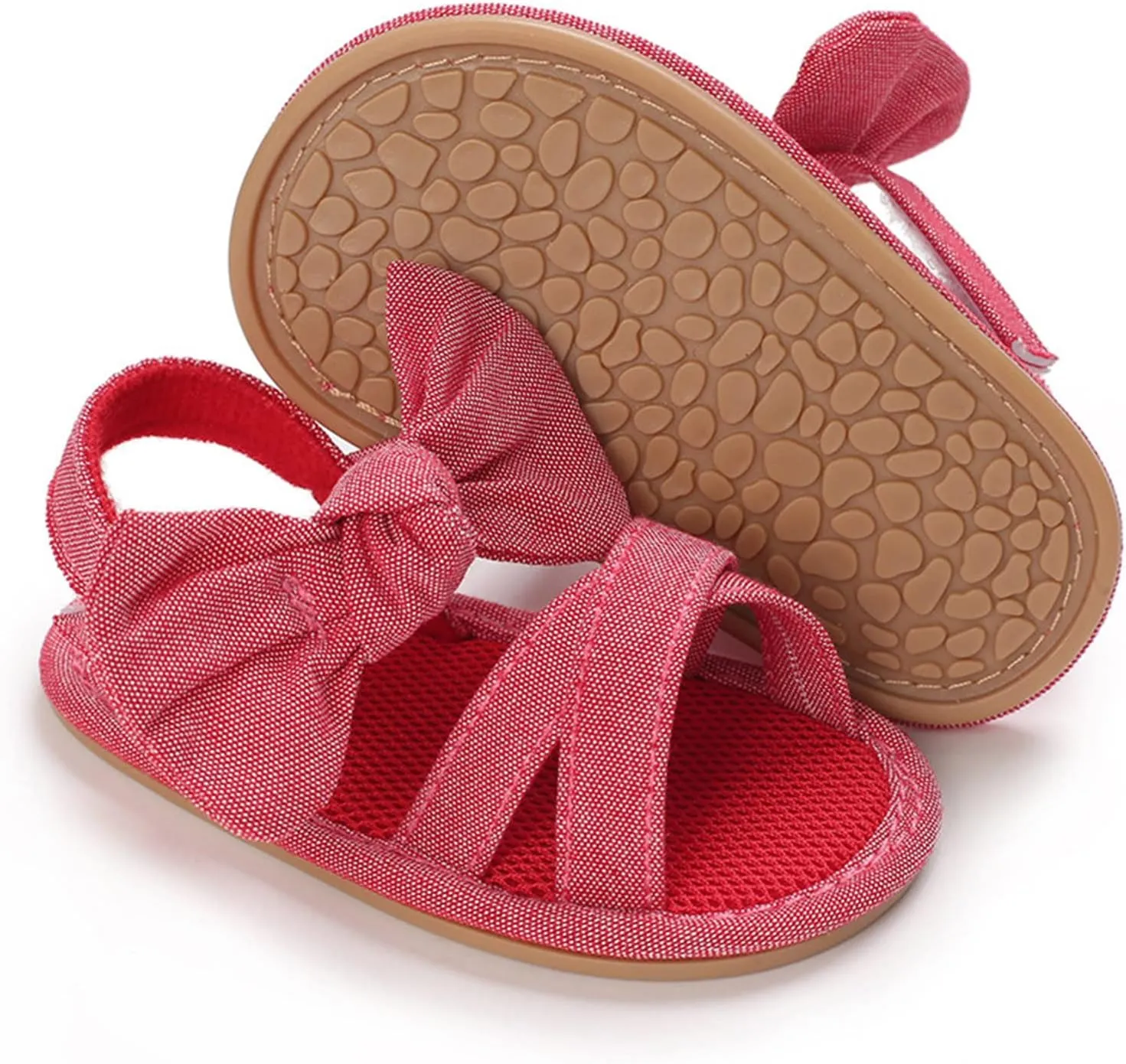 Prewalker Sandals for Toddler Baby Girls Open Toe Lightweight Flat Dress Shoes with Bow Cute Princess Sneakers