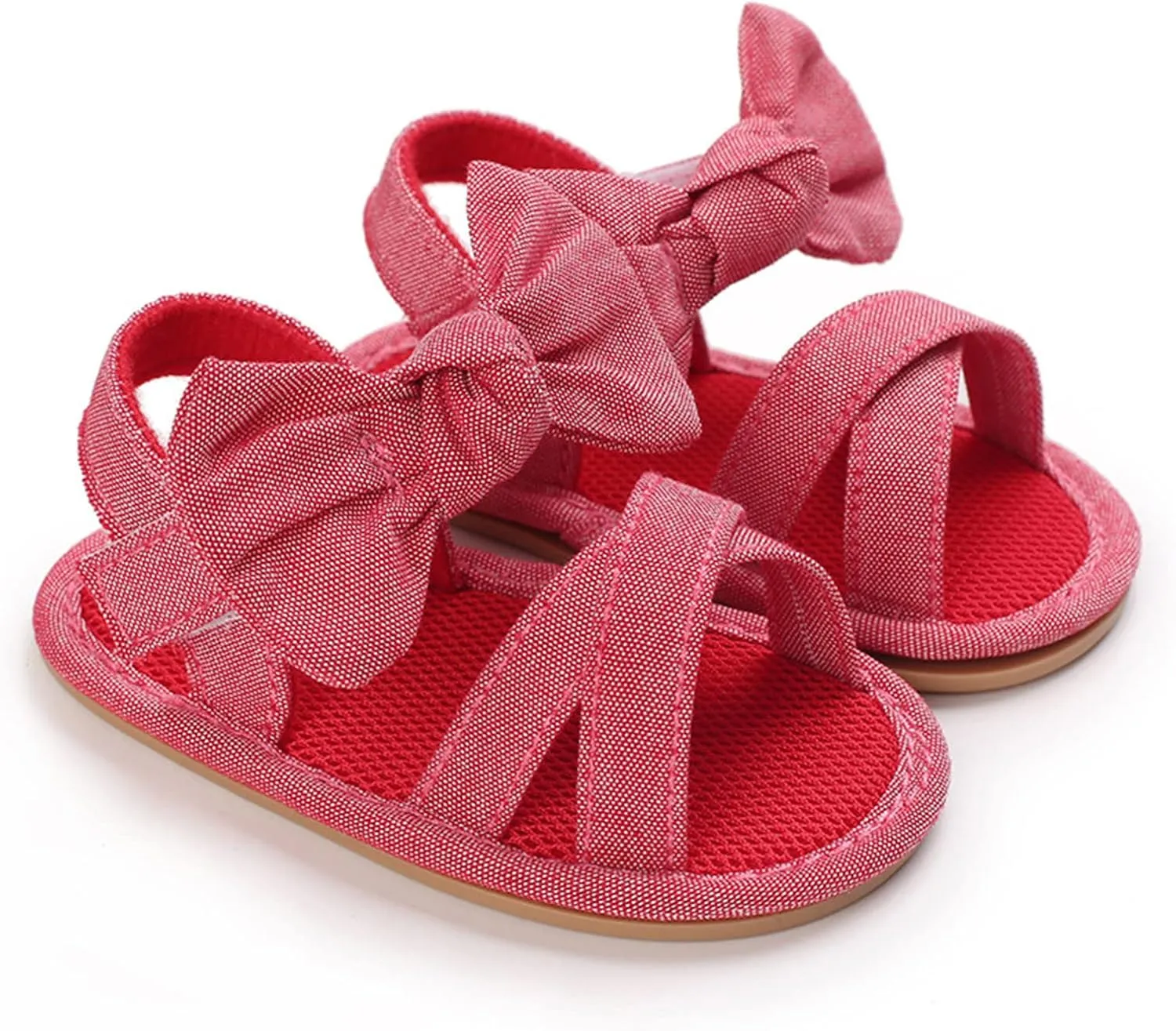 Prewalker Sandals for Toddler Baby Girls Open Toe Lightweight Flat Dress Shoes with Bow Cute Princess Sneakers