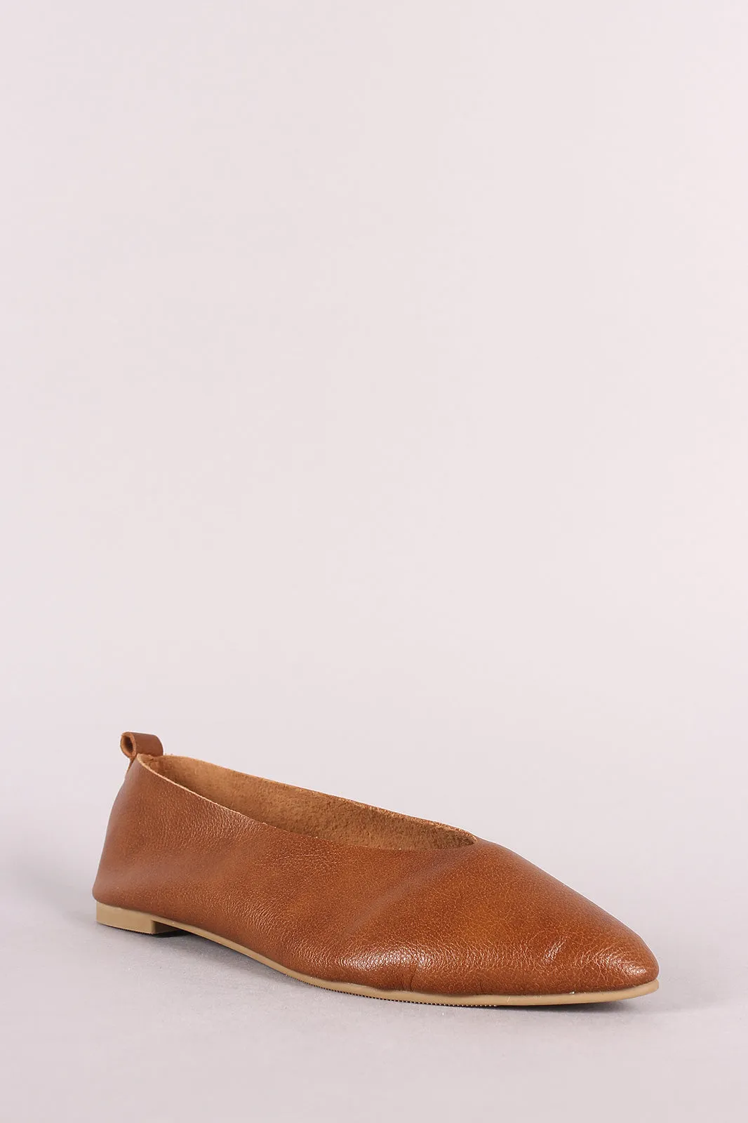 Qupid Vegan Leather Pointy Toe Flat