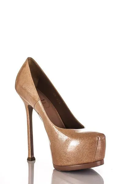 Saint Laurent Beige Tribute Two Platform Pumps Size US 7.5 | EU 37.5