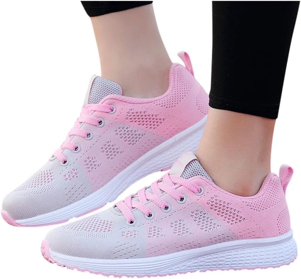 Sneakers for Women Casual Mesh Breathable Lace Up Walking Tennis Shoes Womens Wide Casual Work Shoes Fashion Sneakers 2025 Slip On Tennis Shoe Trainers Shoe