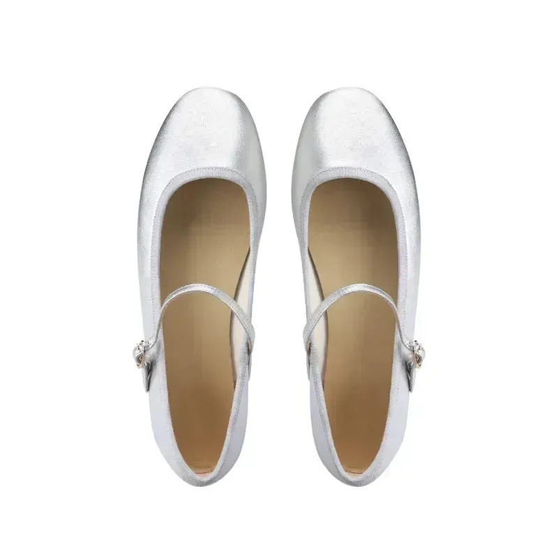 Sohiwoo Japanned Leather Ballets Woman Belt Strap Lolita Flats French Mary Jeans Femme Shallow Loafers Shoes Women Moccasins