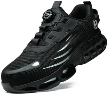 Steel Toe Safety Work Shoes, Black Mesh, Puncture Resistant
