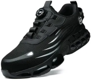 Steel Toe Safety Work Shoes, Black Mesh, Puncture Resistant