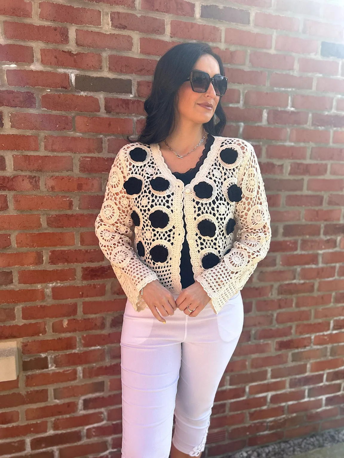 Stone Crochet Floral Cardi Esther