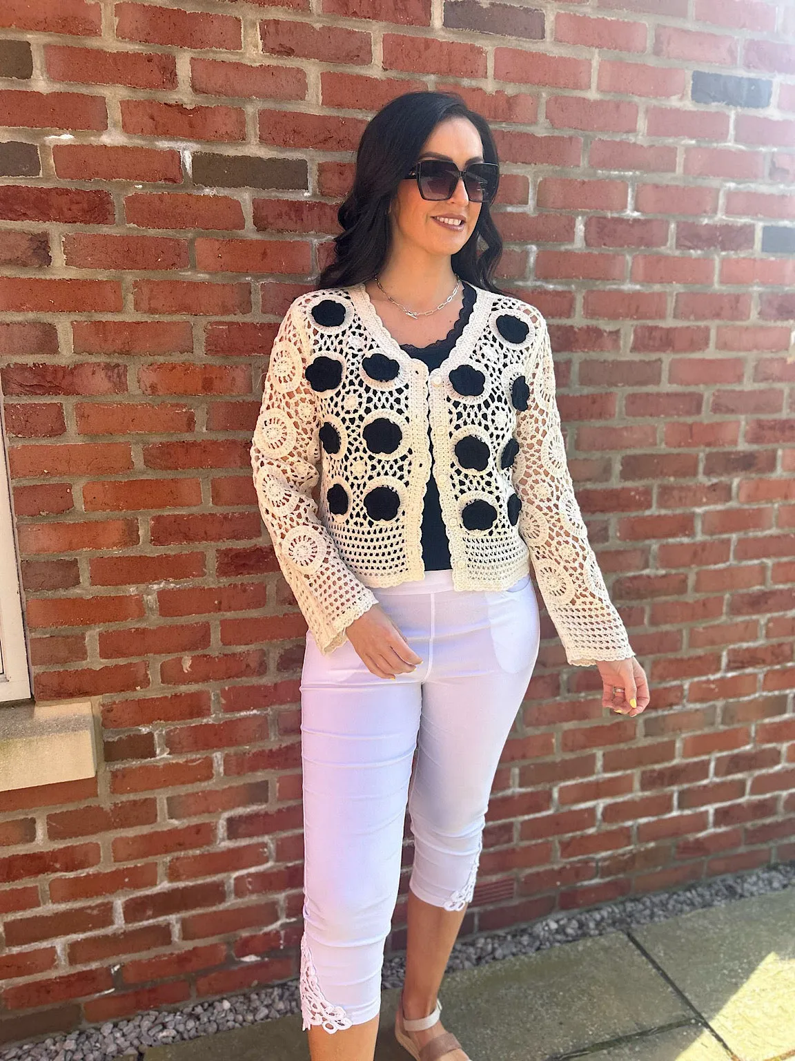 Stone Crochet Floral Cardi Esther