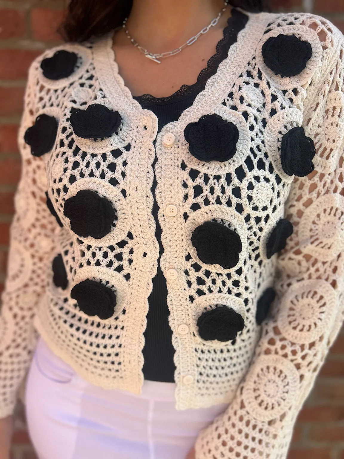 Stone Crochet Floral Cardi Esther