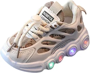 Toddler Boys Girls LED Flashing Sneakers Lightweight Mesh Breathable Soft Sole Anti Slip Comfort Athletic Shoes