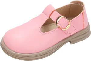 Toddler Girls Fashion Loafers Non Slip Rubber Bottom Shoes with Metal Ring to atch The Dress for Little Girls