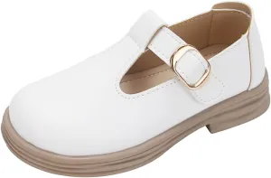 Toddler Girls Fashion Loafers Non Slip Rubber Bottom Shoes with Metal Ring to atch The Dress for Little Girls