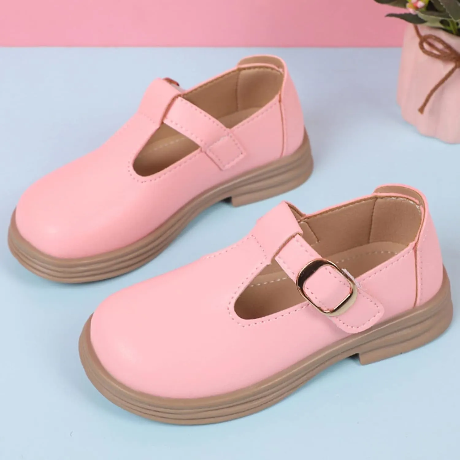 Toddler Girls Fashion Loafers Non Slip Rubber Bottom Shoes with Metal Ring to atch The Dress for Little Girls