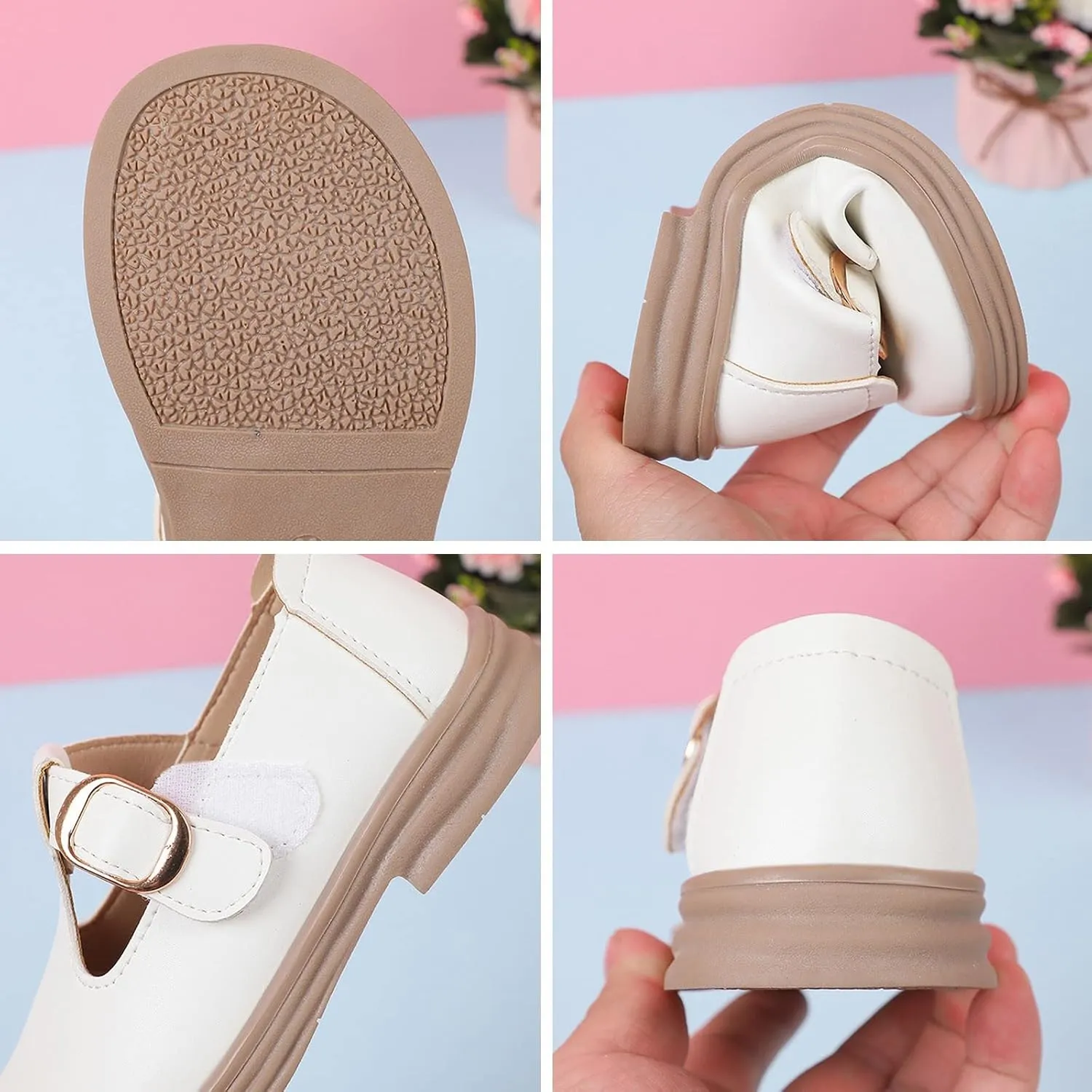 Toddler Girls Fashion Loafers Non Slip Rubber Bottom Shoes with Metal Ring to atch The Dress for Little Girls