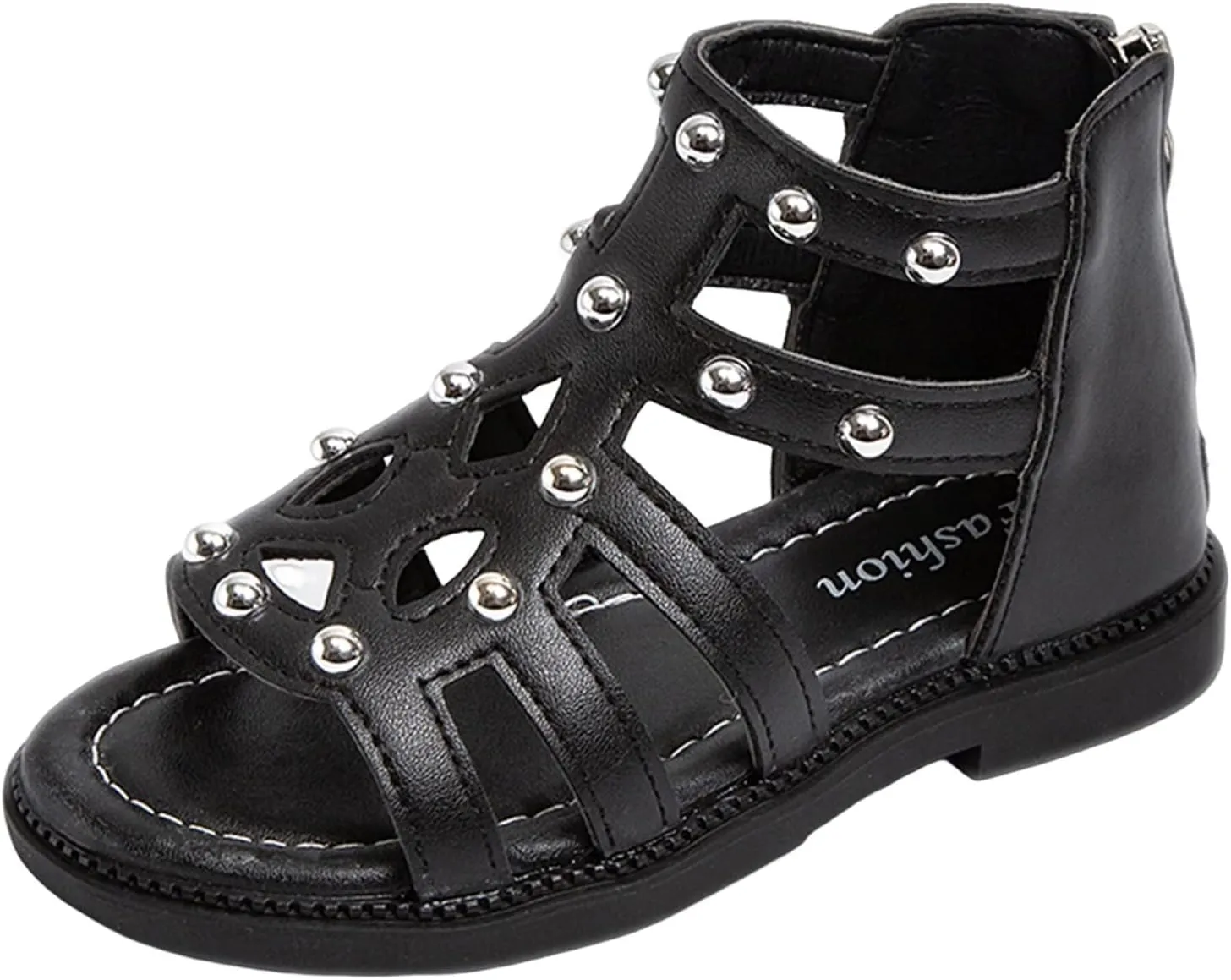 Toddler Girls Flat High Top Sandals Open Toe Rubber Soft Sole Non Slip Outdoor Casual Roman Shoes with Back Zip