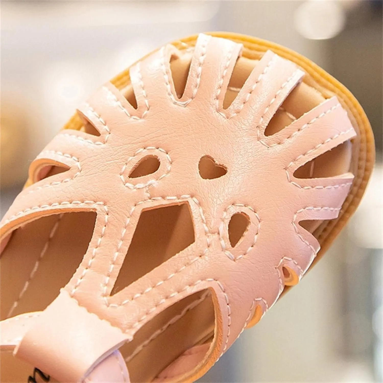 Toddler Kids Girls Closed Toe Sandals Soft Rubber Princess Flat Shoes Summer Flower Girl Outdoor Beach Dress Shoes