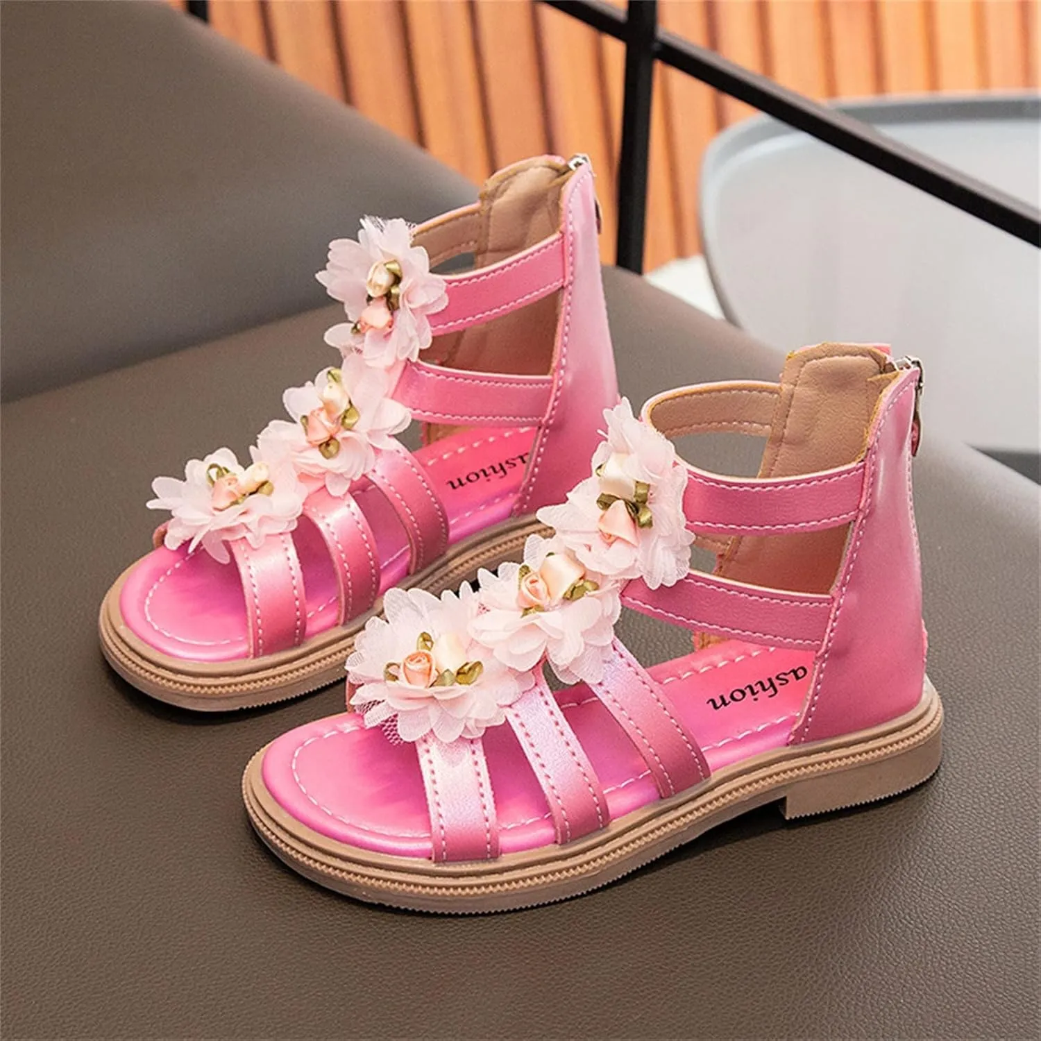 Toddler Lace Flowers High Top Roman Sandals Cute Non-Slip Zipper Shoes 2025 Casual Baby Cute Holiday Sandals