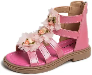 Toddler Lace Flowers High Top Roman Sandals Cute Non-Slip Zipper Shoes 2025 Casual Baby Cute Holiday Sandals