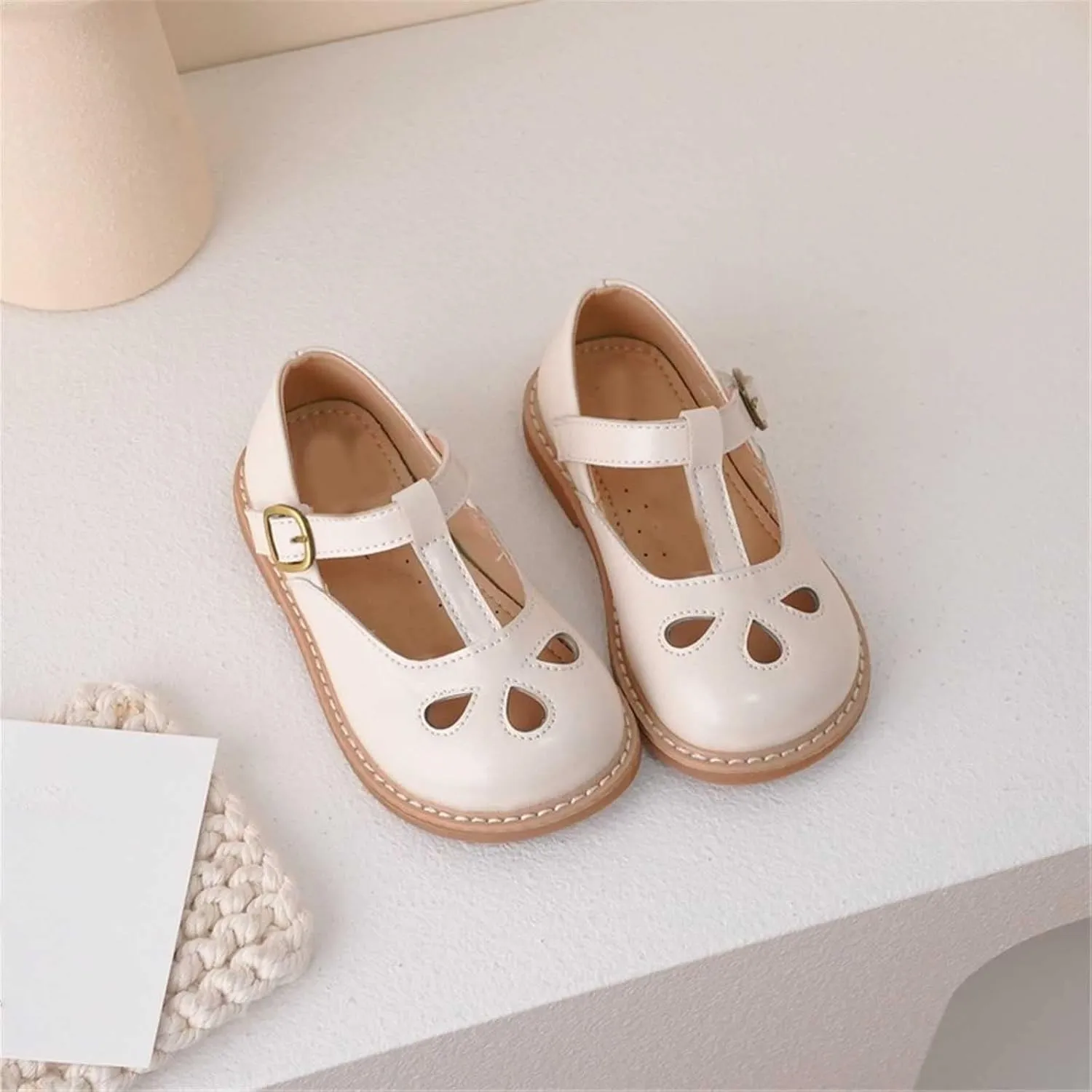 Toddler Little Girl Mary Jane Dress Shoes Ballet Flat for Girl Part School Shoes Adjustable Buckle T-Strap Sandal