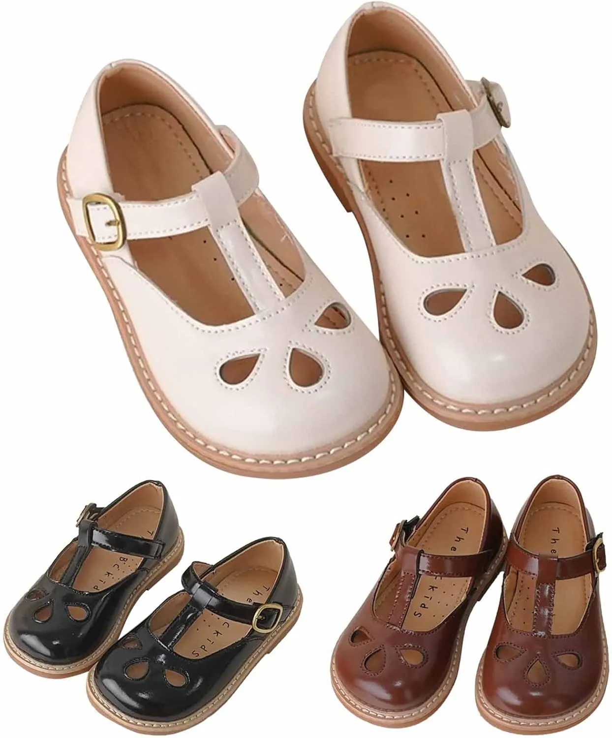Toddler Little Girl Mary Jane Dress Shoes Ballet Flat for Girl Part School Shoes Adjustable Buckle T-Strap Sandal