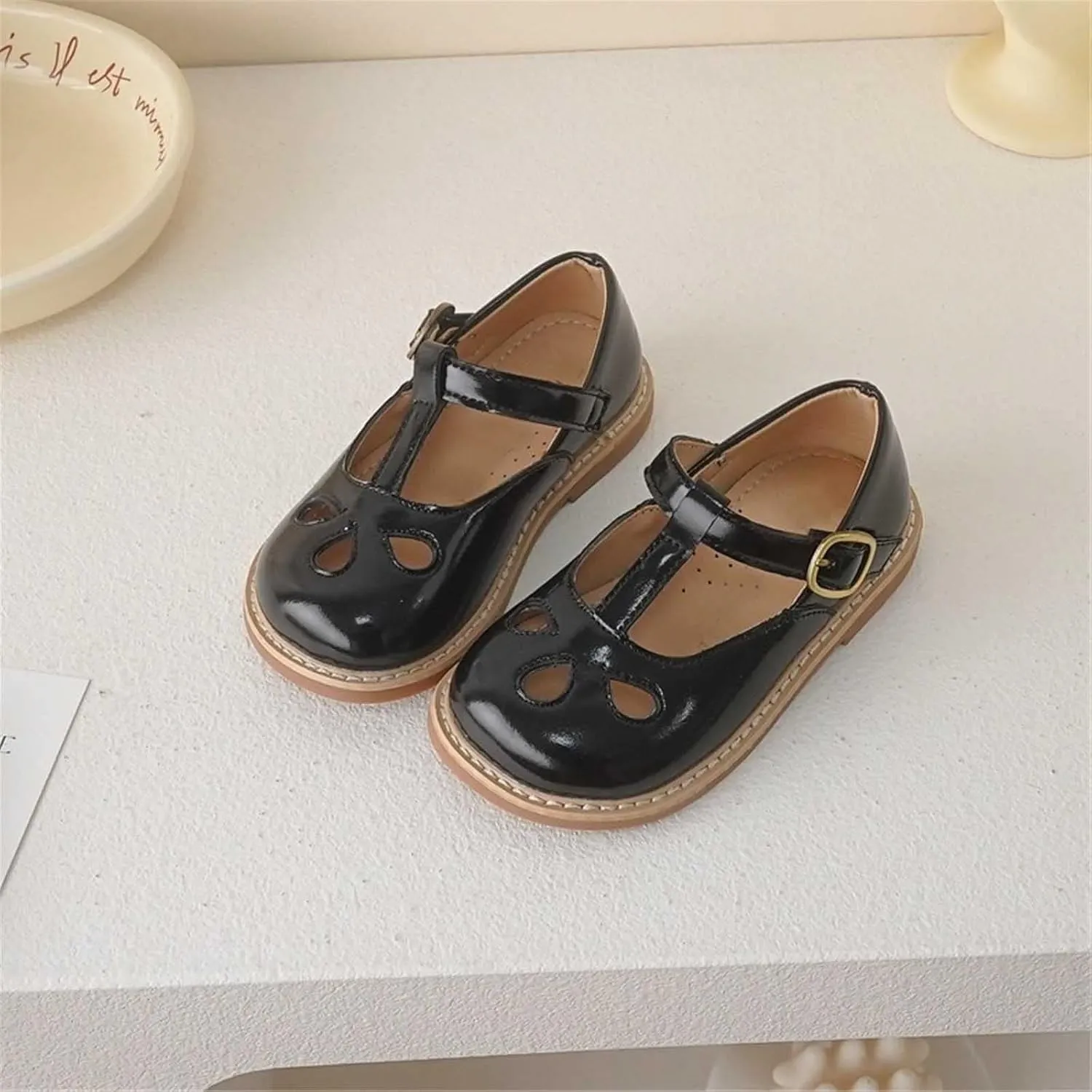 Toddler Little Girl Mary Jane Dress Shoes, Ballet Flats for 2 to 12 Girls Party School Flat Bottom Kids Slides