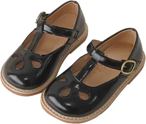 Toddler Little Girl Mary Jane Dress Shoes, Ballet Flats for 2 to 12 Girls Party School Flat Bottom Kids Slides