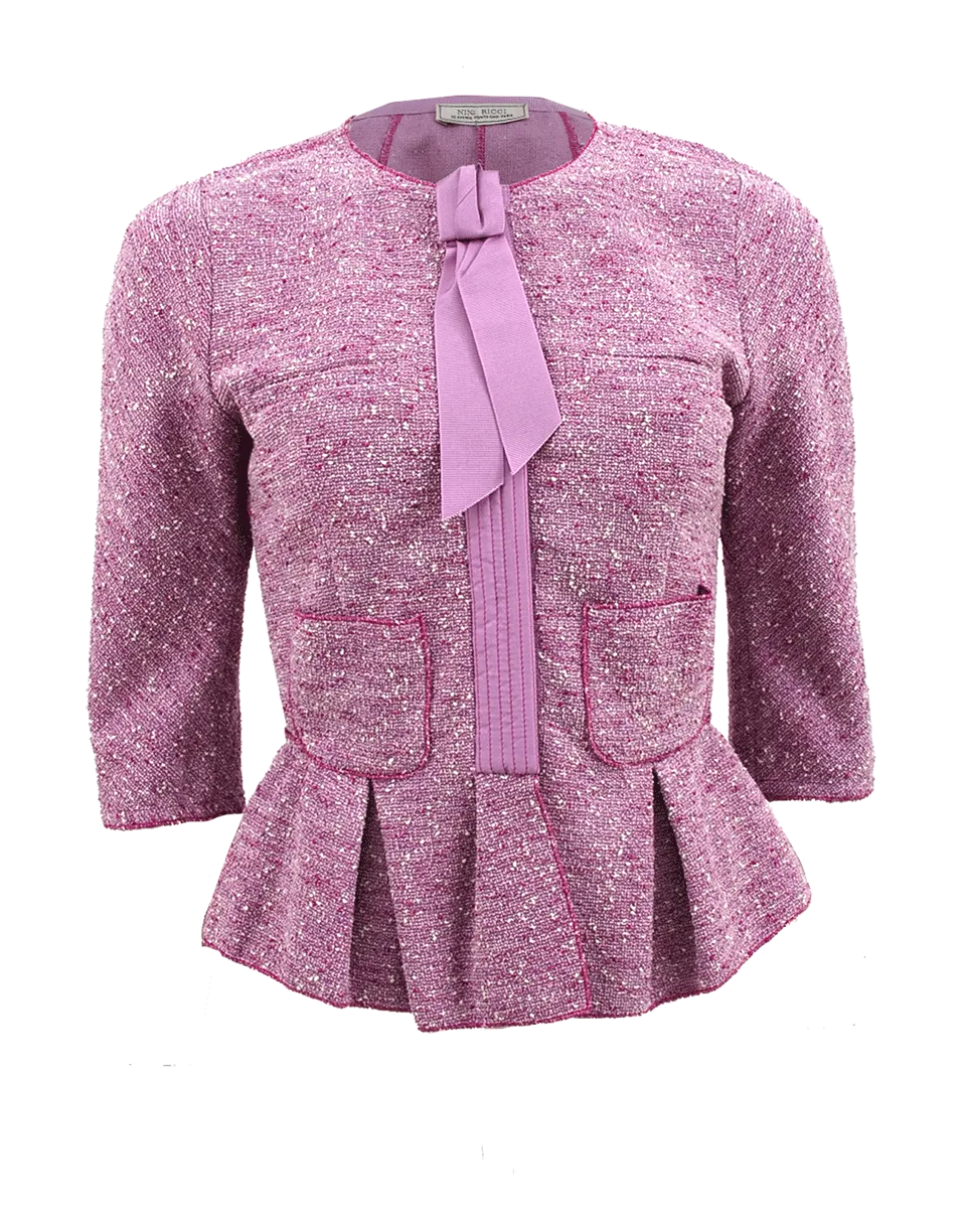 Two Pocket Peplum Tweed Jacket