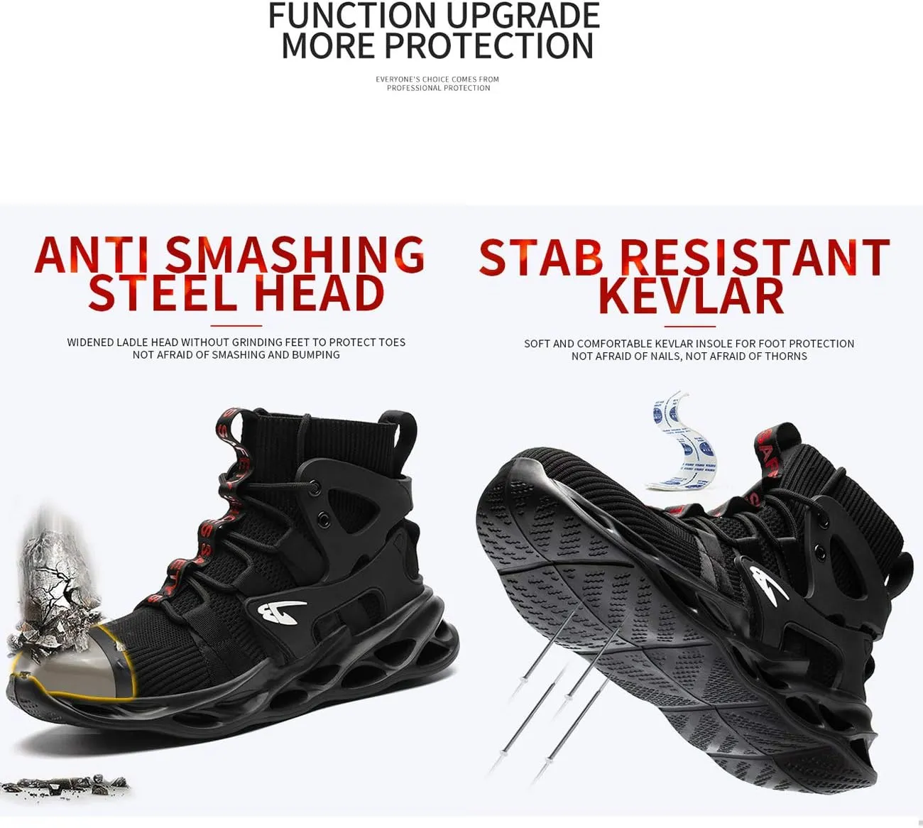 Unisex Steel Toe Work Shoes Industrial Construction Slip Resistant Shoes for Men Women