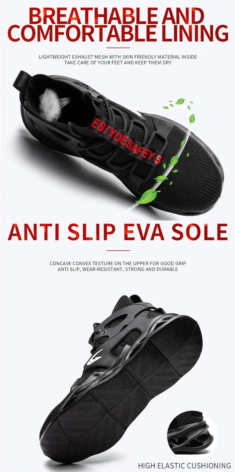 Unisex Steel Toe Work Shoes Industrial Construction Slip Resistant Shoes for Men Women