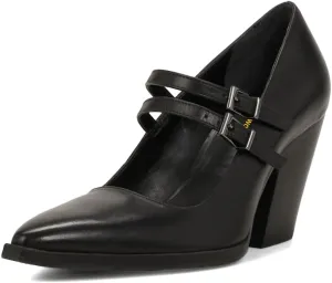 Womens Ankle Strap Pumps Chunky Mid Mary Jane Pointed Toe Buckle Shoes Working Party Prom Size 4-16 US