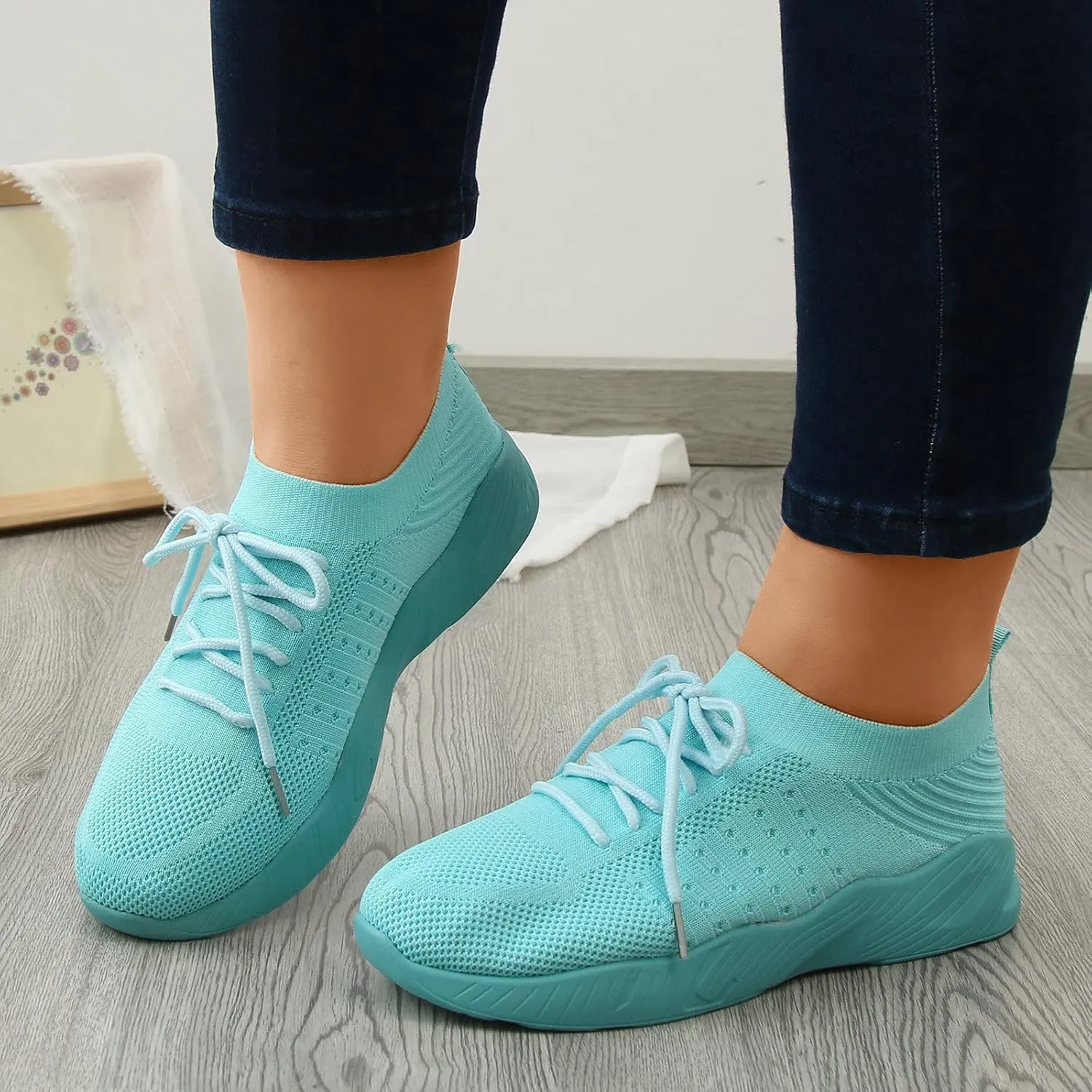 Womens Casual Shoes Arch Support Casual Dress Shoes Women's Fashion Sneakers Men's KnitFlex Breeze Mesh Sneakers Oxfords Lace High Top Basketball Shoe Cross Trainer Shoe