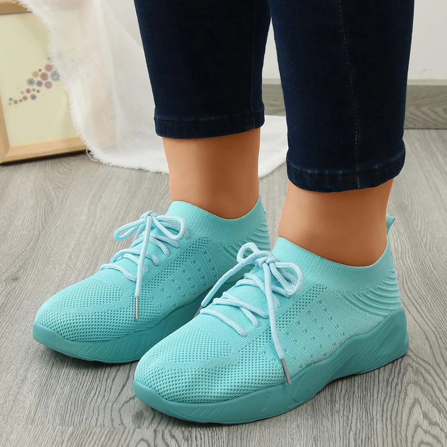 Womens Casual Shoes Arch Support Casual Dress Shoes Women's Fashion Sneakers Men's KnitFlex Breeze Mesh Sneakers Oxfords Lace High Top Basketball Shoe Cross Trainer Shoe