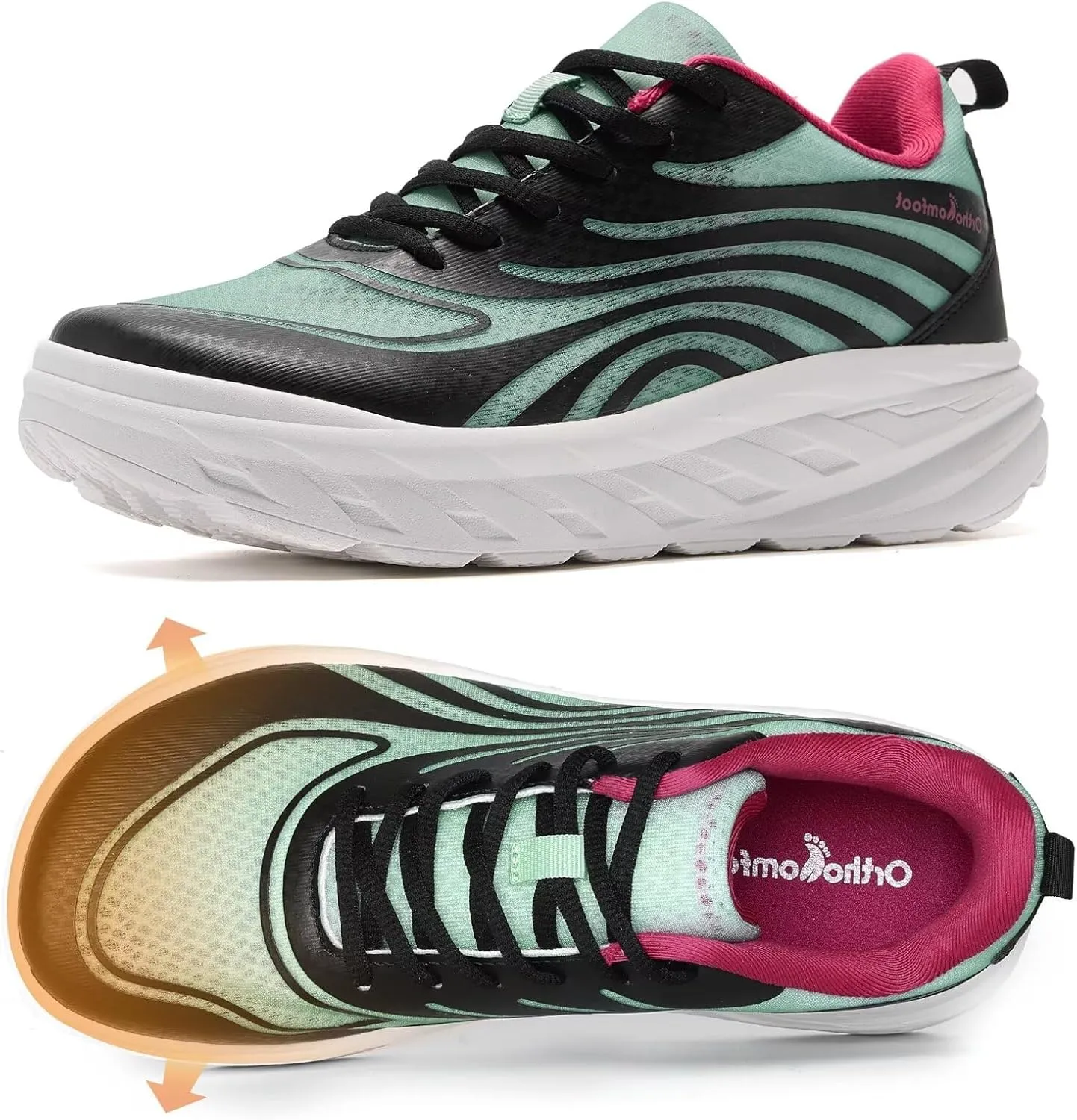 Women's Orthopedic Diabetic Wide Tennis Shoes: Plantar Fasciitis Hammer Toes High Arch Supportive Neuropathy Heel Spur Road Running Shoes, Comfy Ankle Support Sneakers Black Grey Blue Size 8
