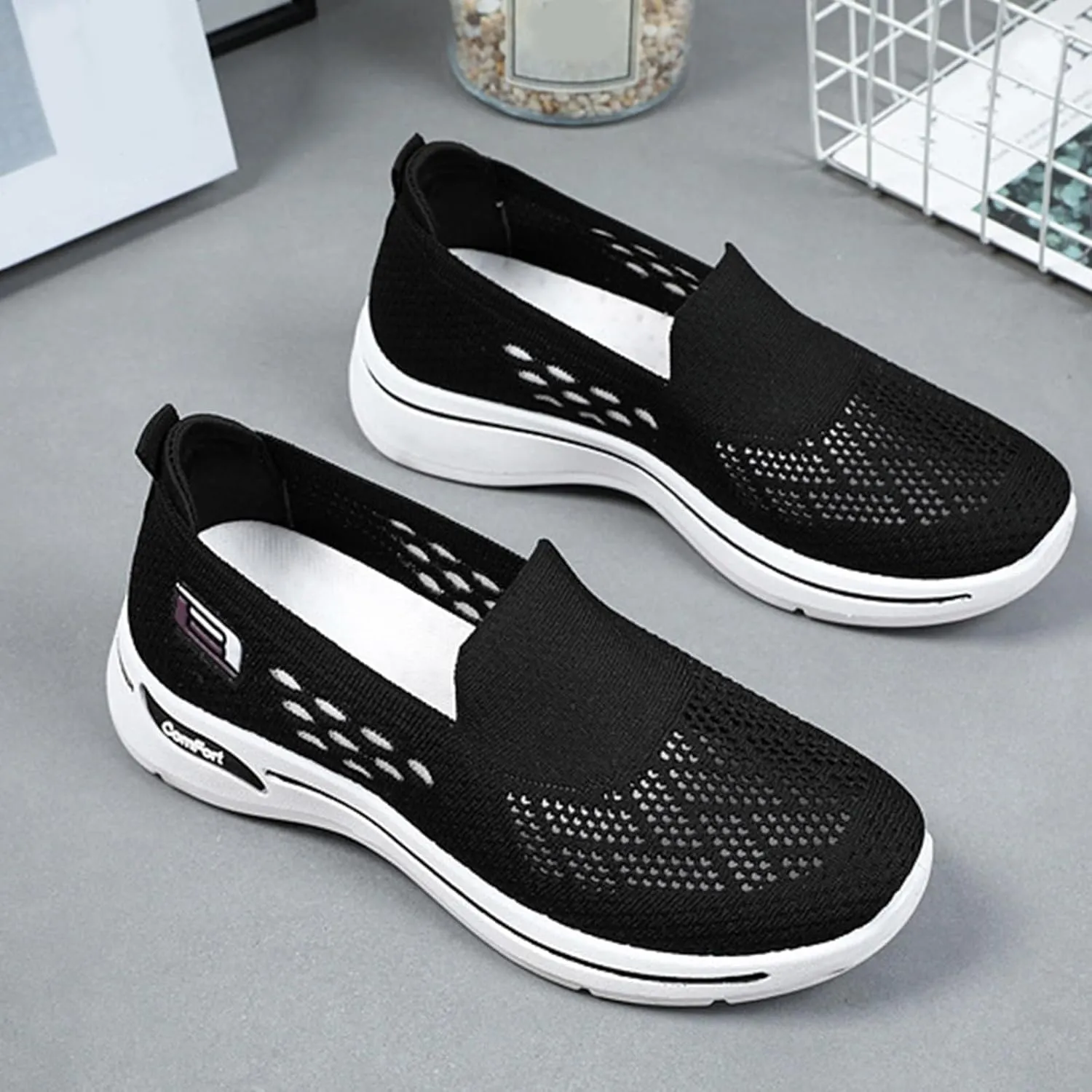 Womens Orthopedic Sneakers Arch Support Mesh Hollow Out Breathable Sneaker Comfortable Non Slip Work Shoes Nurse Shoe Footwear Outdoor Running Sneakers Walking Shoes