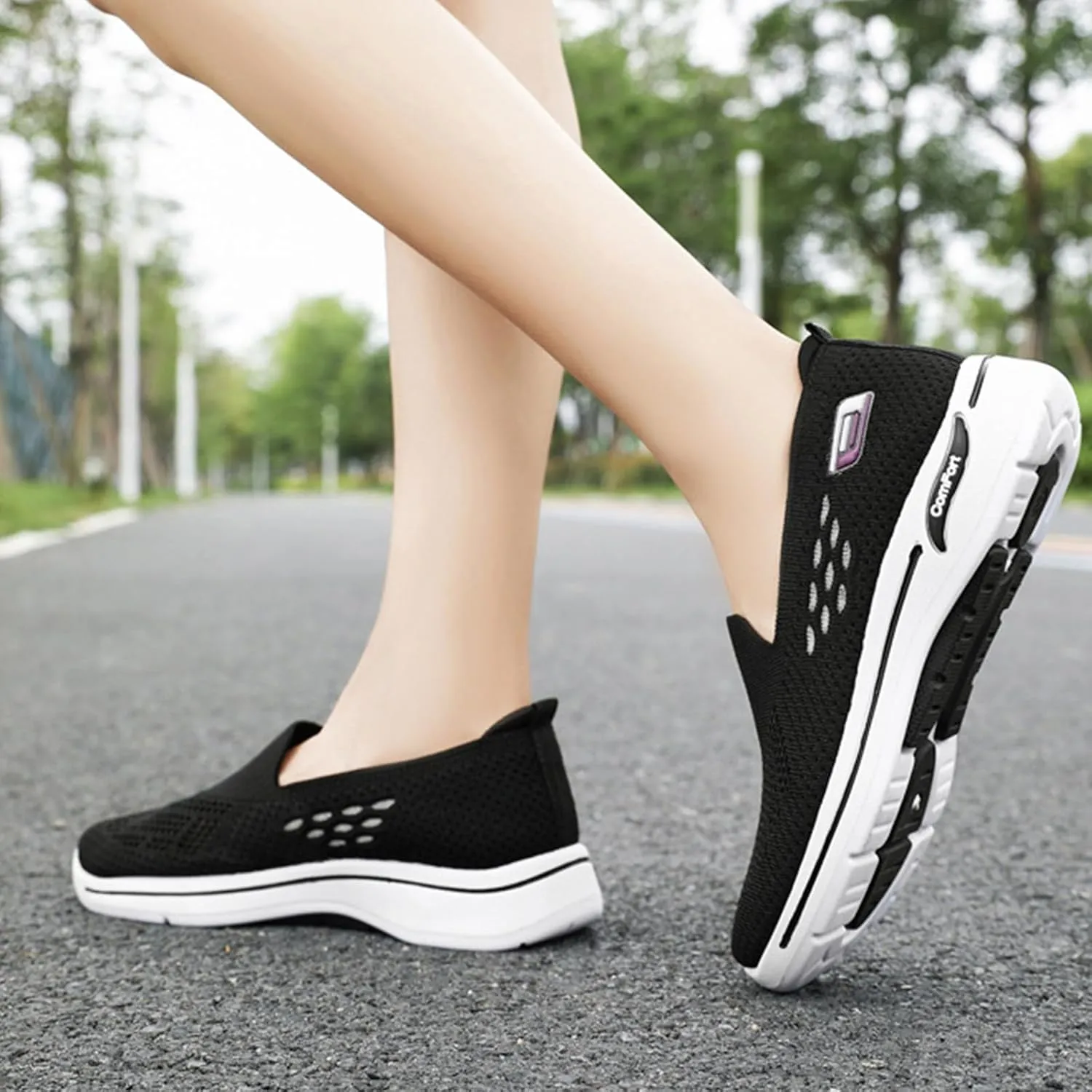 Womens Orthopedic Sneakers Arch Support Mesh Hollow Out Breathable Sneaker Comfortable Non Slip Work Shoes Nurse Shoe Footwear Outdoor Running Sneakers Walking Shoes
