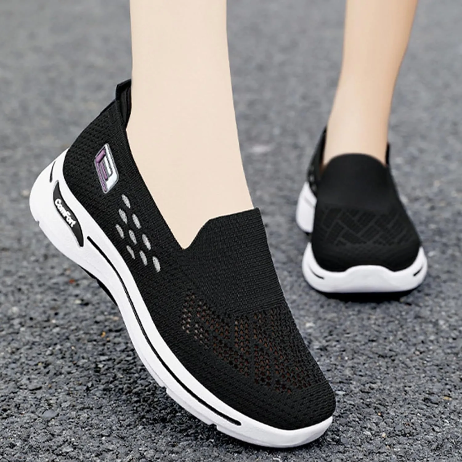 Womens Orthopedic Sneakers Arch Support Mesh Hollow Out Breathable Sneaker Comfortable Non Slip Work Shoes Nurse Shoe Footwear Outdoor Running Sneakers Walking Shoes