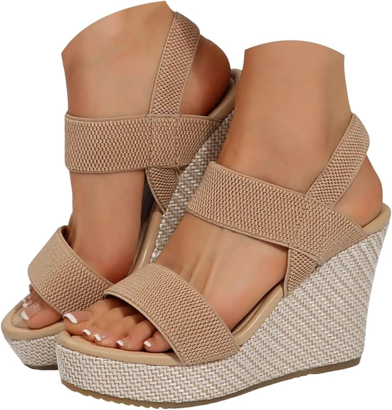 Women's Platform Sandals Wedge Ankle Strap Open Toe Sandals 2025 Summer Casual Fashion Open Toe Thick Sole Ankle Strap Espadrilles Sandal Slip On Wide Width Beach Vacation Walking Shoes