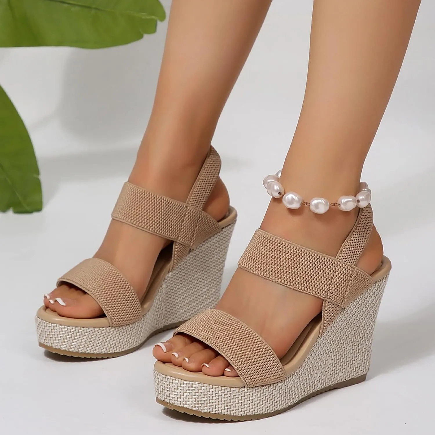 Women's Platform Sandals Wedge Ankle Strap Open Toe Sandals 2025 Summer Casual Fashion Open Toe Thick Sole Ankle Strap Espadrilles Sandal Slip On Wide Width Beach Vacation Walking Shoes