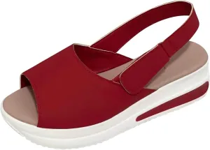 Women's Wedge Sandals Breathable Fish Mouth Non Slip Sandals Comfort Soft Cushion Athletic Casual Walking Sandals Adjustable Hook and Loop Closure Platform Shoes