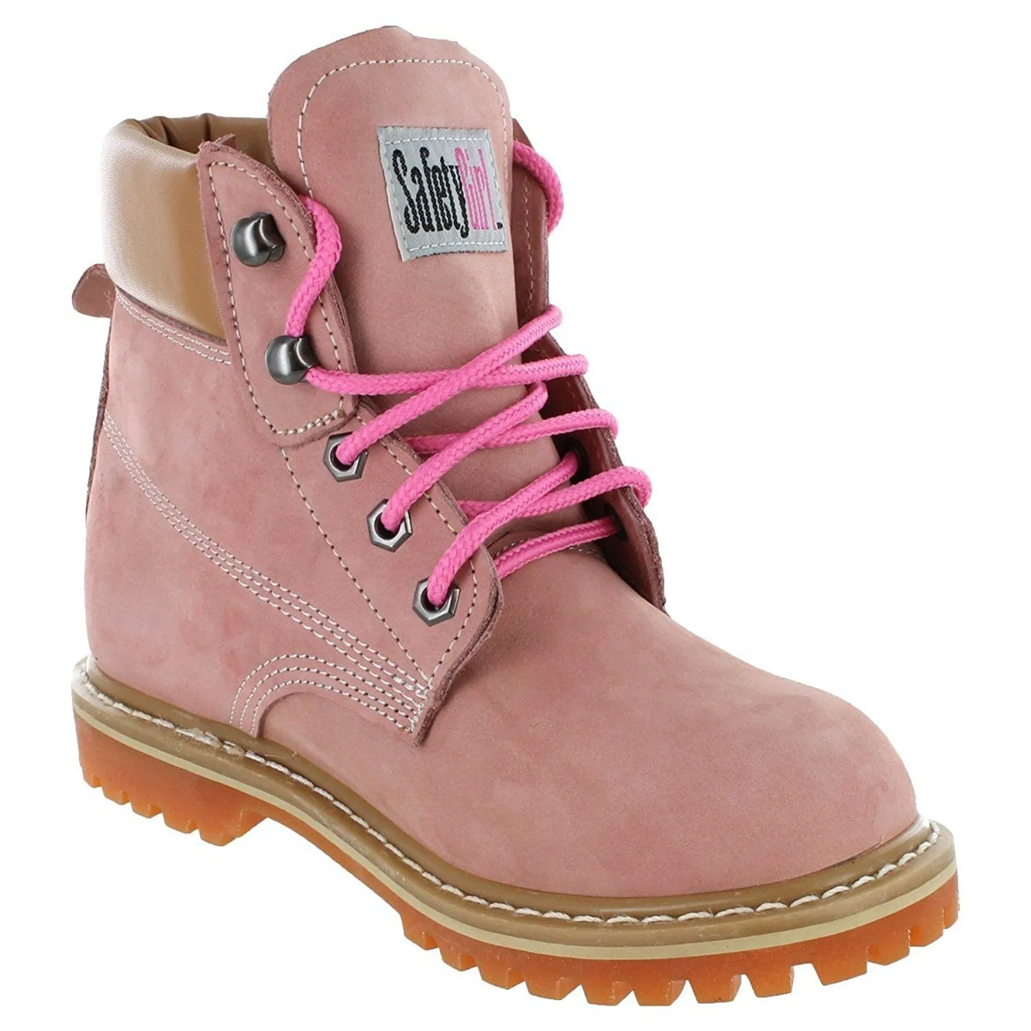 Womens Work Boots | Waterproof Leather Work Boots for Women | Oil & Slip-Resistant Soft Toe Boots for Women | Premium Nubuck Leather | Lightweight and Comfortable | Pink Leather - 9W